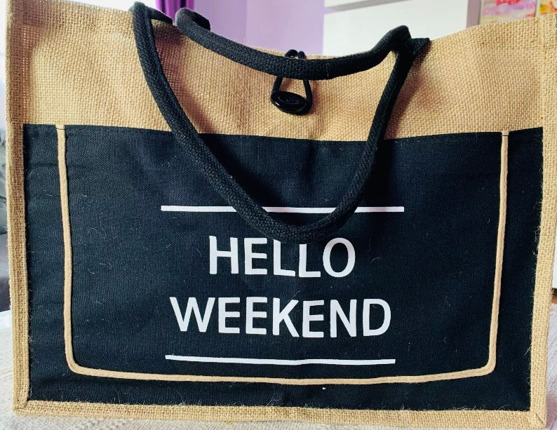Thumbnail: "Hello Weekend" tote bag