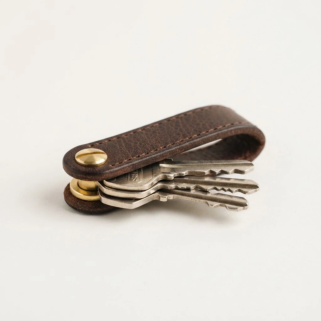 Minimalist Brass & Leather Key Organizer