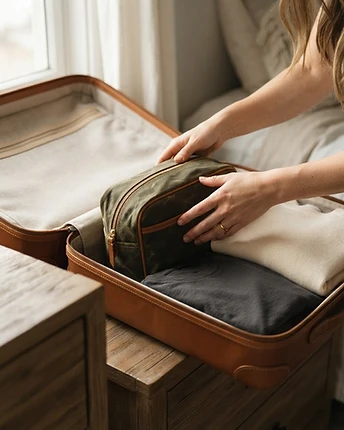 Waxed Canvas Travel Toiletries Wash Bag