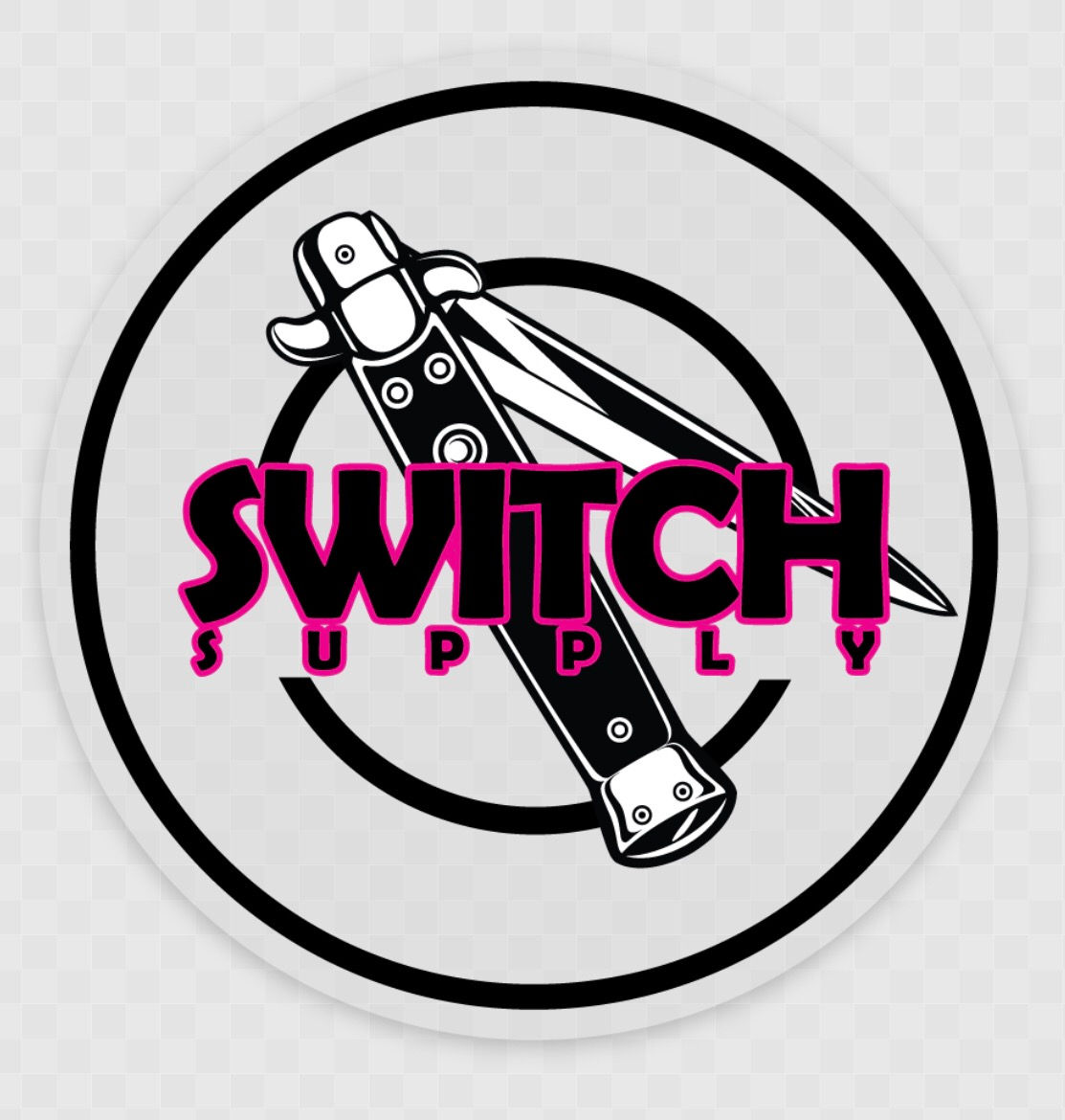 3" Switch Dot logo - Clear Fuscia Black