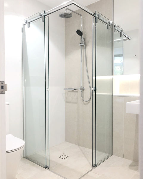 Double Sliding Frameless Shower Screen Easy Corner Access