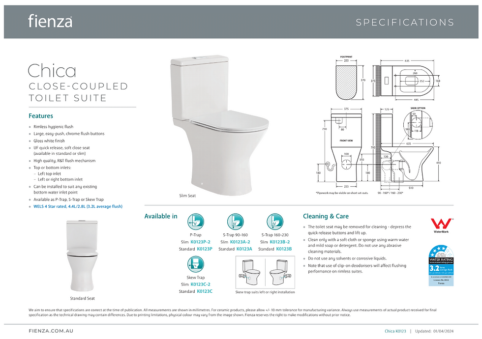 Thumbnail: Fienza Chica Close-Coupled Toilet Suite, Gloss White