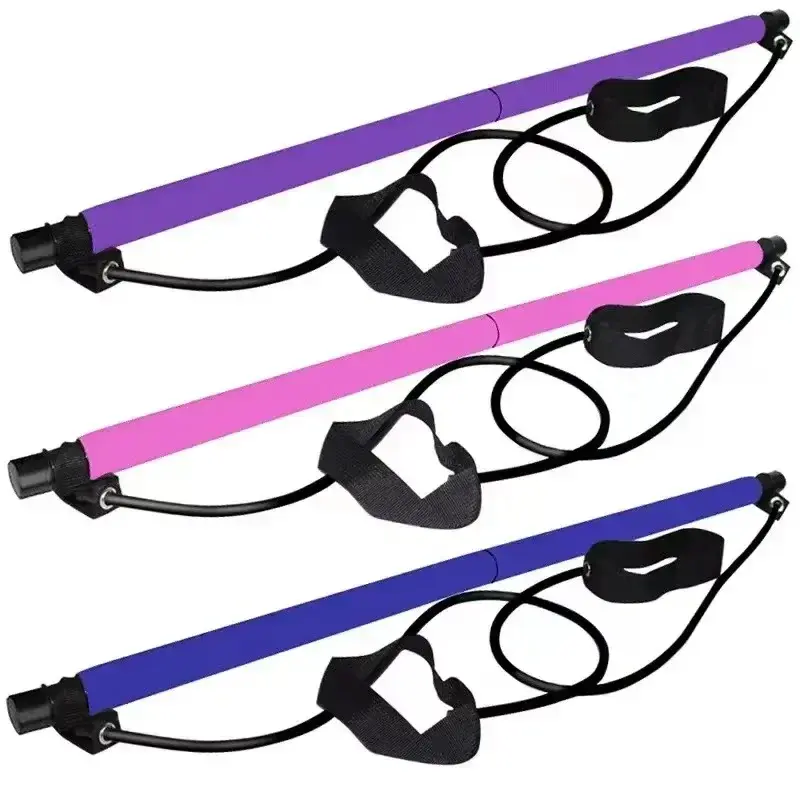 Thumbnail: Portable Pilates Bar Kit Resistance Band Yoga Pilates Stick Yoga Exercise Bar Fo