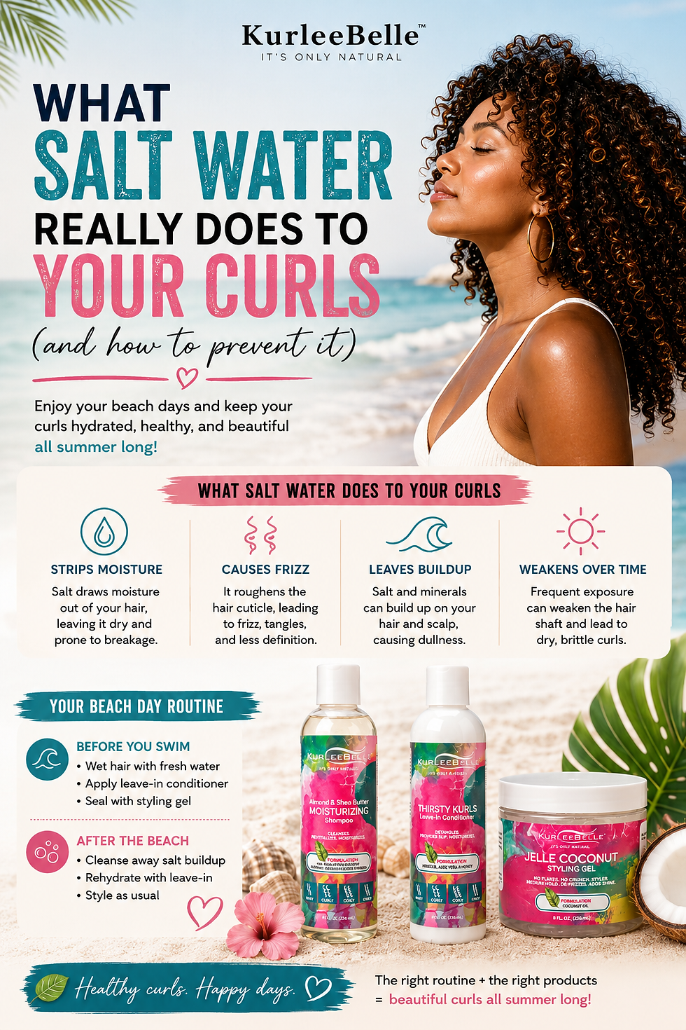 🌊 What Salt Water Really Does to Your Curls (And How to Prevent It)