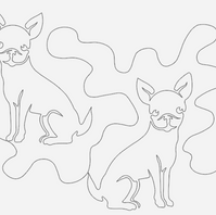 line drawing of To the Dogs-Chihuahua quilting design from ProStitcher