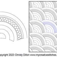 line drawing of Baptist Fan - Squiggle quilting design from My Creative Stitches