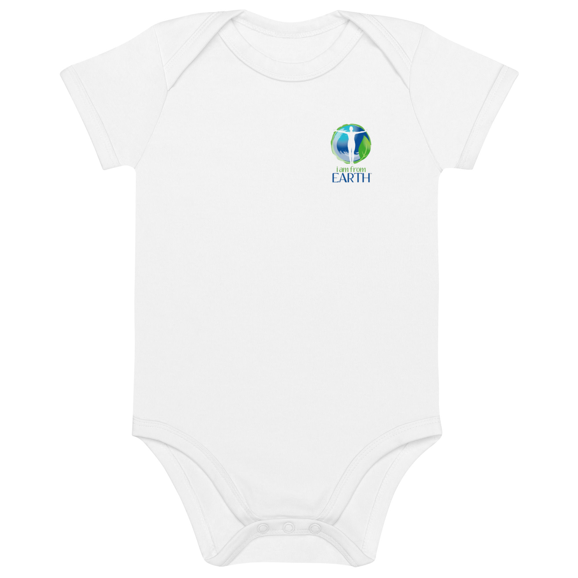 Organic cotton baby bodysuit. IAmFromEarth Selection, Certified Organic Cotton