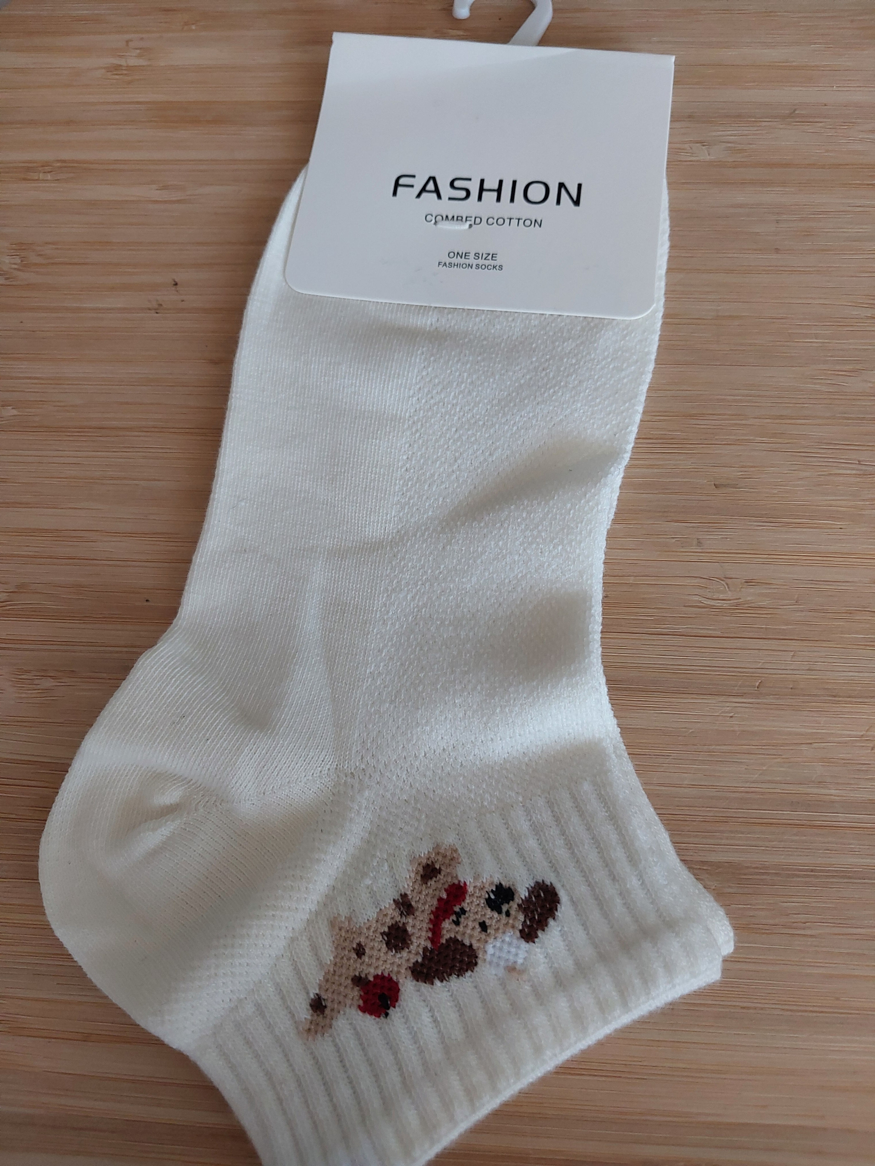 Socquettes femme blanches motif CHIENS noir – Respirantes et confortables