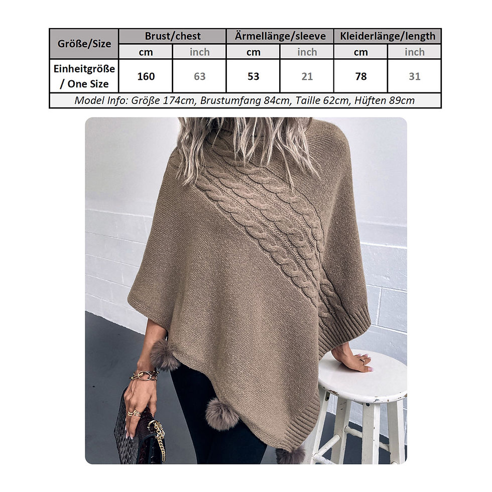 Miniaturbild: Vivi Idee® Damen Strickponcho mit Kragen DP2506