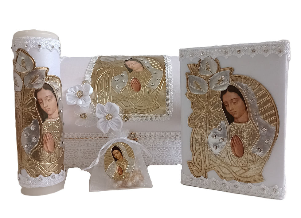Miniatura: Baúl con Biblia, Vela y Rosario en Tela