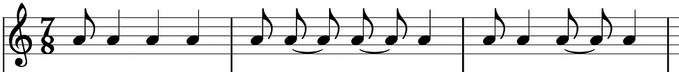 example sheet music note length tied notes