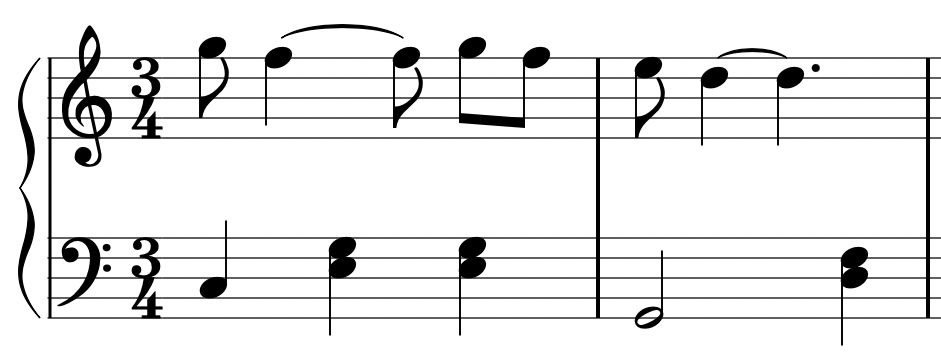 example sheet music note length tied notes
