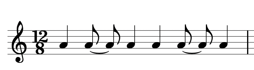 example sheet music note length tied notes