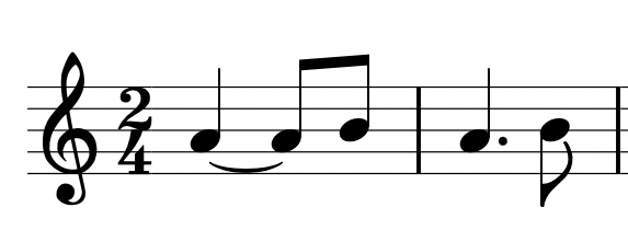 example sheet music note length tied notes