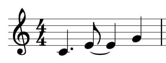 Example sheet music dotted crotchets tied notes