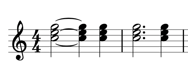 example sheet music note length tied notes
