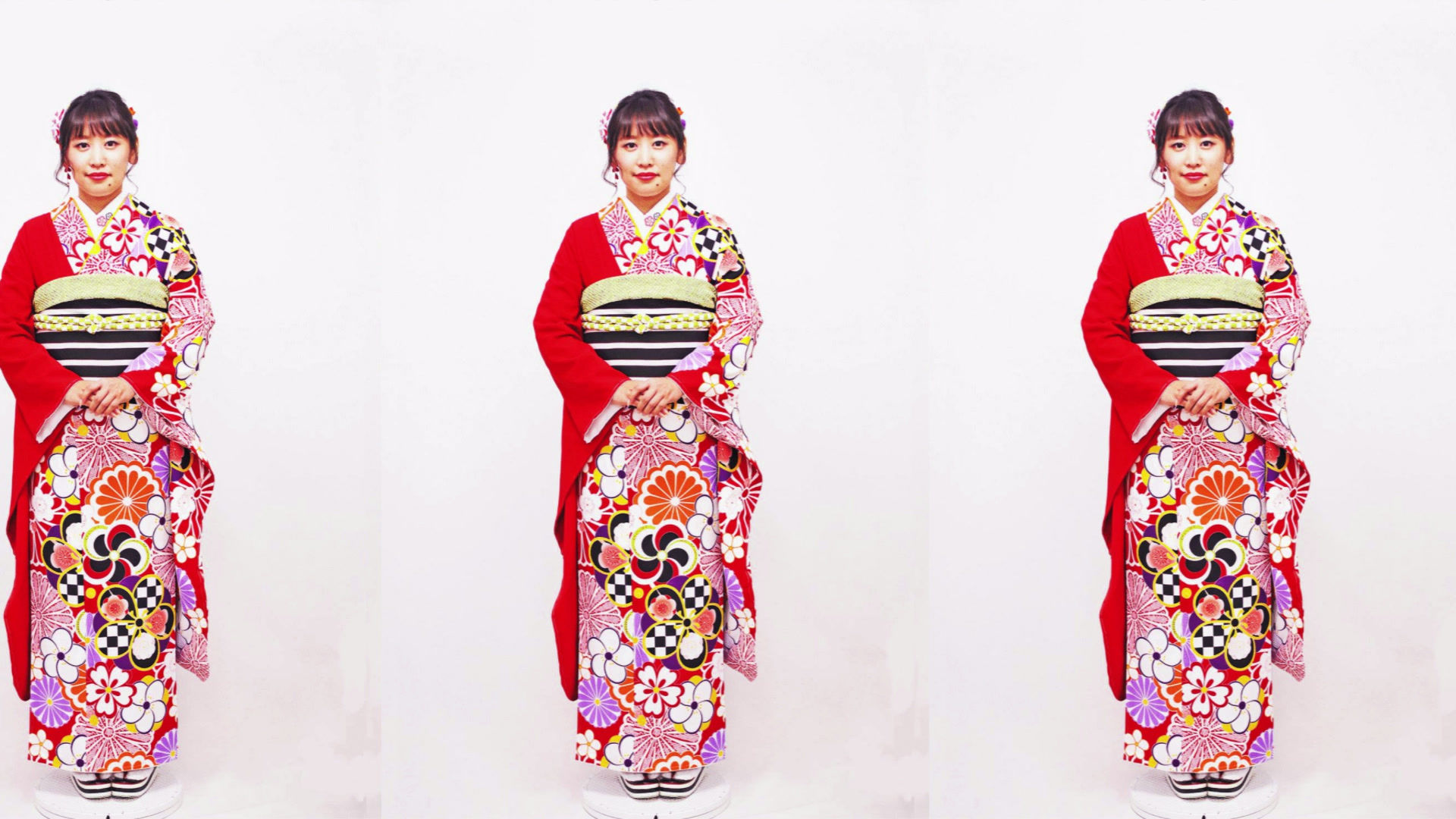 片身変わり　　小紋柄振袖