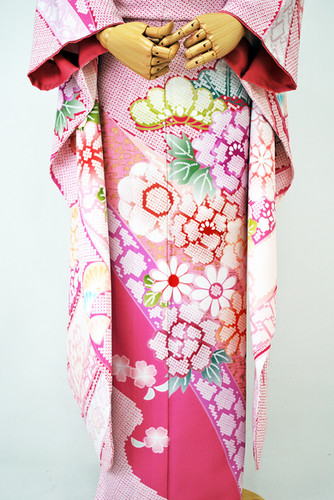 総絞り袷着物 総絞り 熨斗模様 | uresuji | 着物 レンタル 新潟