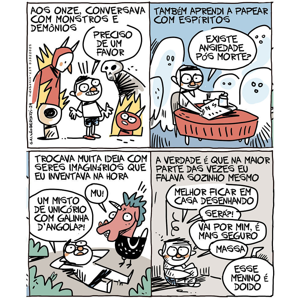 Tira meio doida publicada na Folha Ilustrada