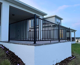 Aluminum railing installed on an exterior porch