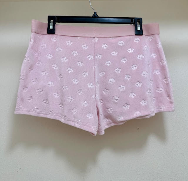 Baby Pink Juicy Couture embossed crowns thin shorts
