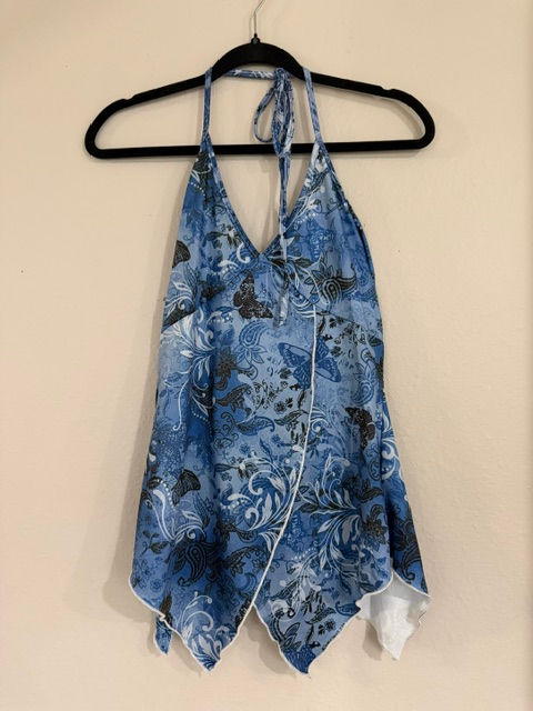 Blue Paisley print flowy halter