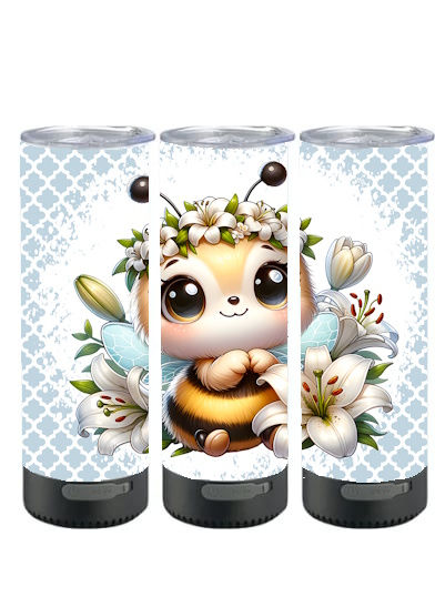 White flower bee Speaker Tumbler