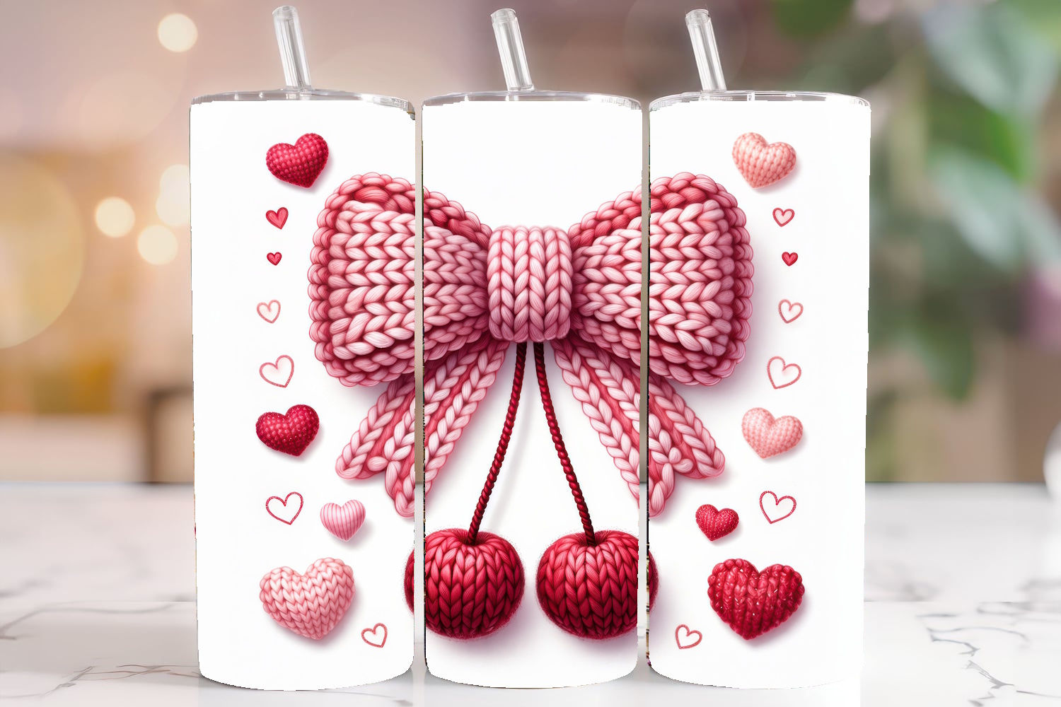 Red Cherries Pink Bow
