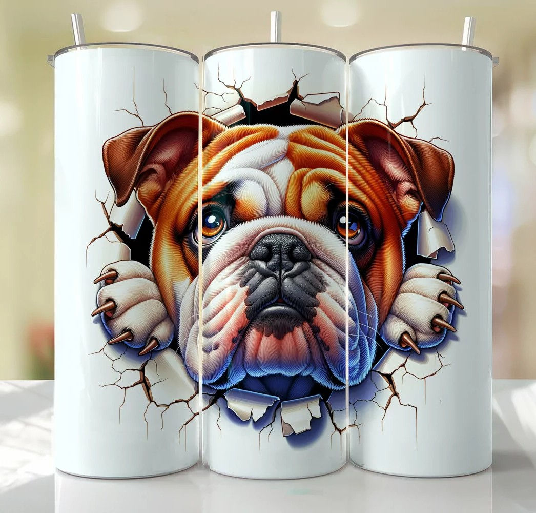 Bulldog Peeking from the Cracked wall