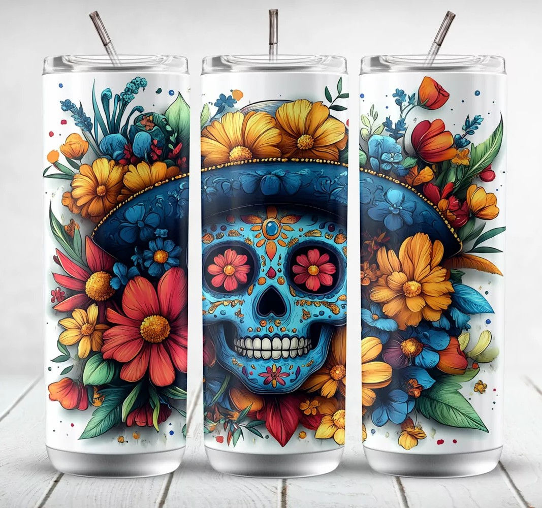Colorful Skull with Sombrero