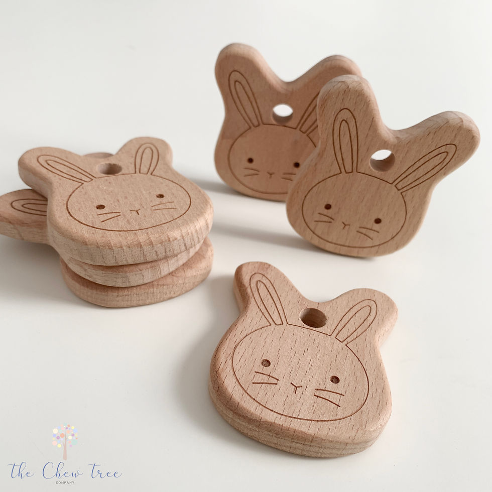 Easter Bunny Teether, Bunny teether, rabbit teether, rabbit shaped wooden toy