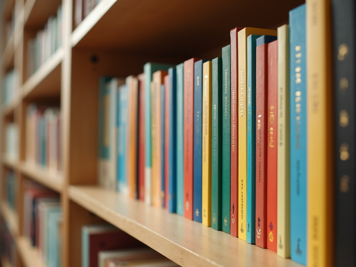 Books on a shelf in a bookshop