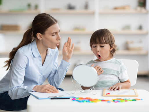 teacher teaching student the phonics/pronunciation