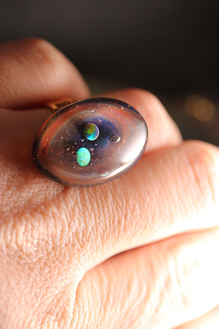 Miniature : Bague Galaxie en verre artisanal