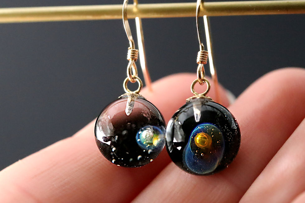 Miniature : Boucles d'oreilles Galaxie: cosmos en verre, artisanat unique