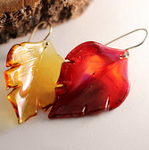 Yellow and red leaf earrings.