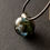 Thumbnail: Pendentif verre soufflé vert foncé, collier en cordon