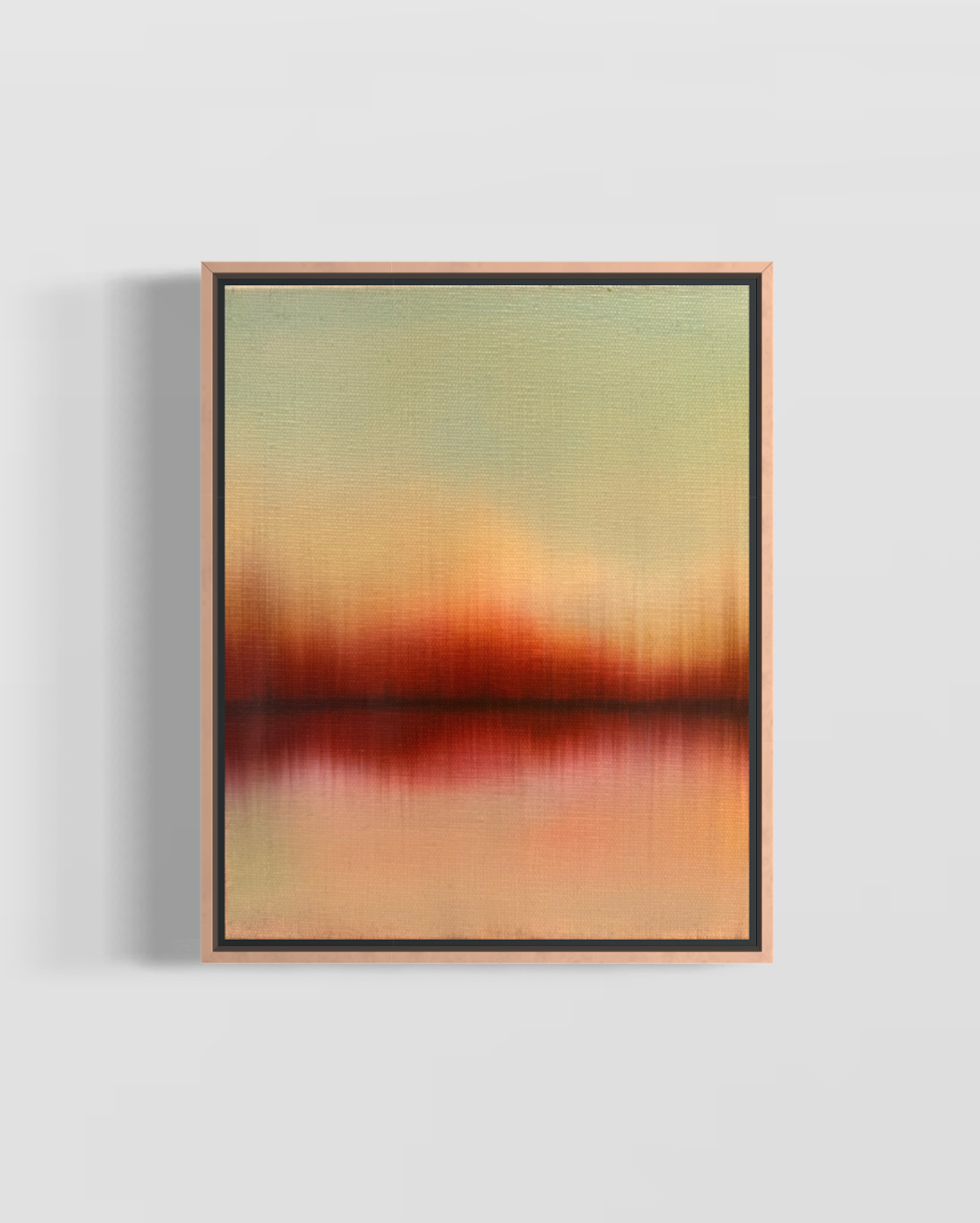amber and green abstract sunset painting