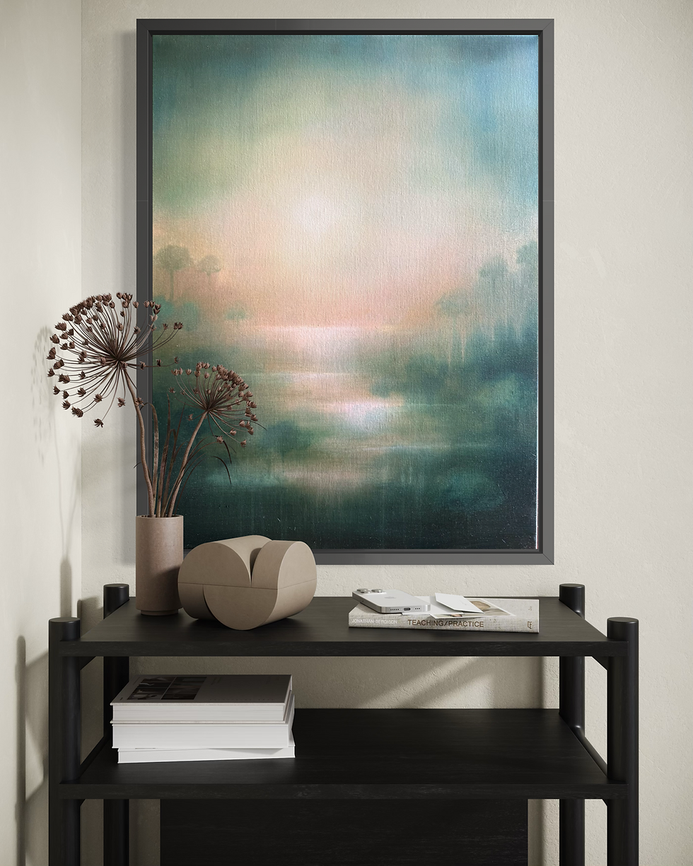 Thumbnail: green waterfall abstract landscape painting