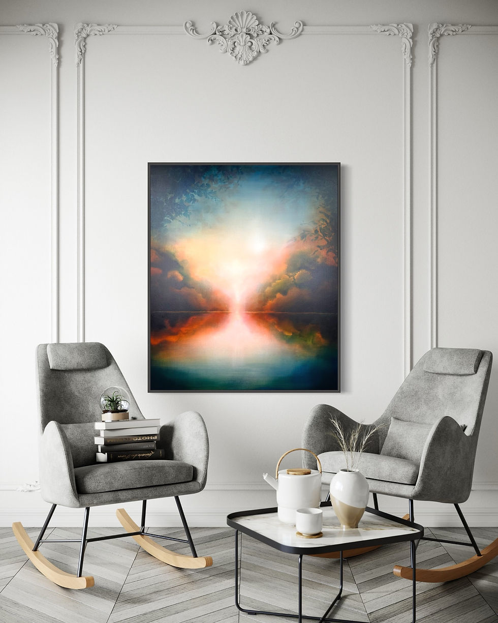 Thumbnail: Contemporary landscape painting brown blue,Abstract landscape painting, abstract landscape art.