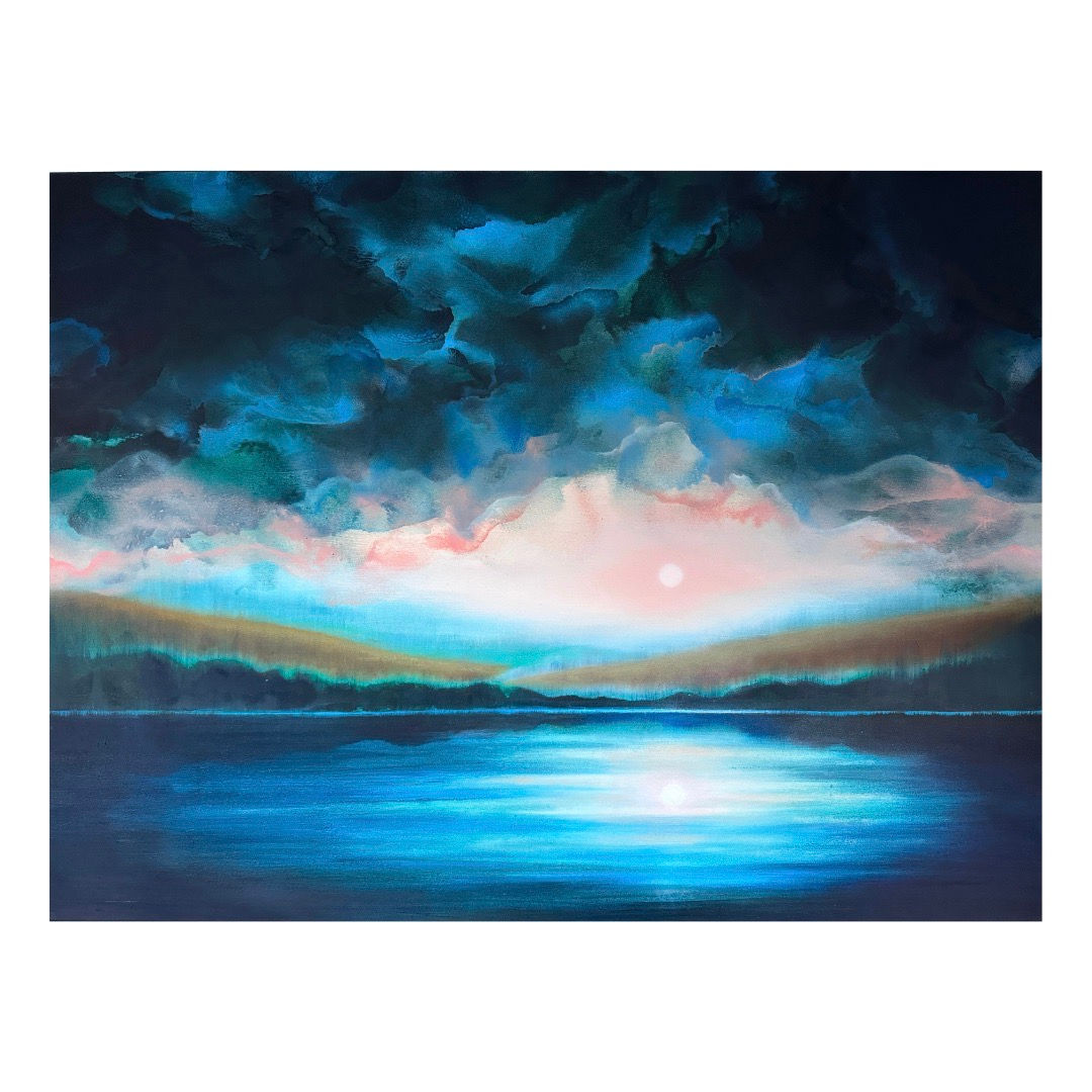 blue seascape abstract landscape painting contemporary landscape painting