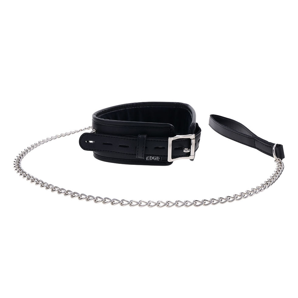 Thumbnail: EDGE Collar & Leash - Black Neck Restraint with Heavy Duty Metal Leash