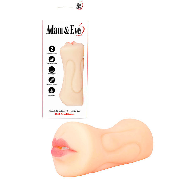 Adam & Eve Bang & Blow Deep Throat Stroker - Flesh Vagina & Mouth Dual Ended ...