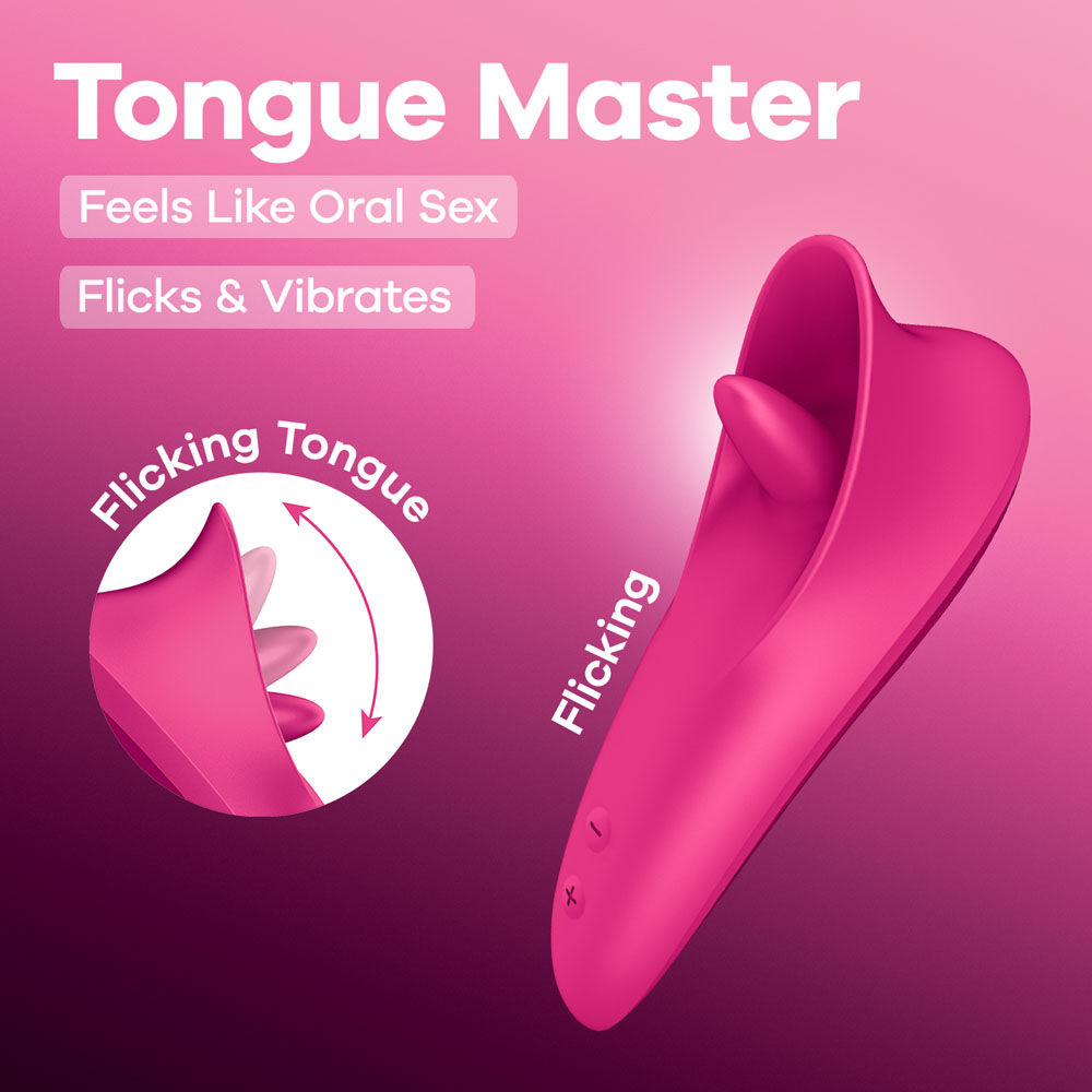 Satisfyer Tongue Master - Pink 14.4 cm USB Rechargeable Flicking Clitoral Sti...