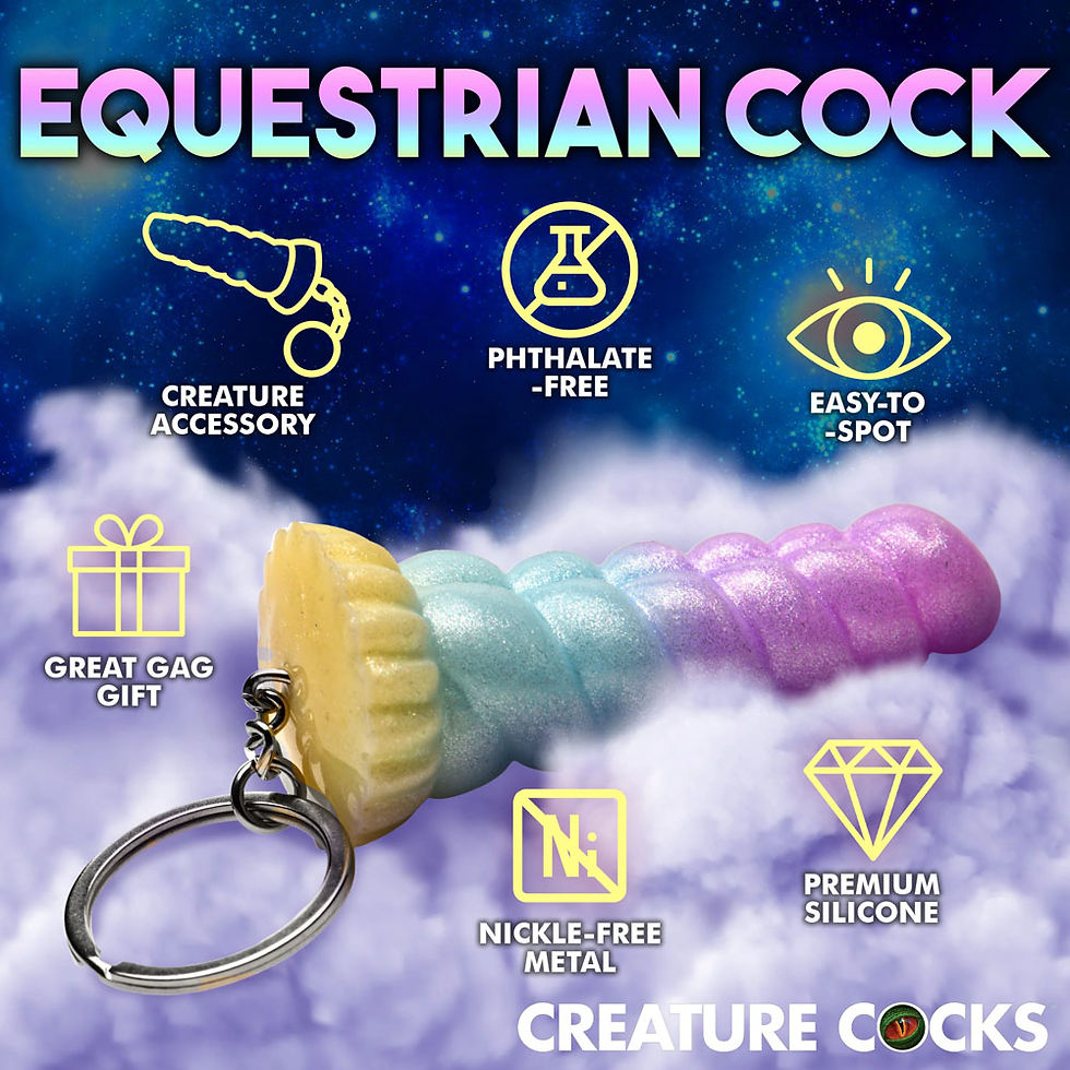 Thumbnail: Creature Cocks Mystique Unicorn Keychain - Novelty Fantasy Dildo Keyring