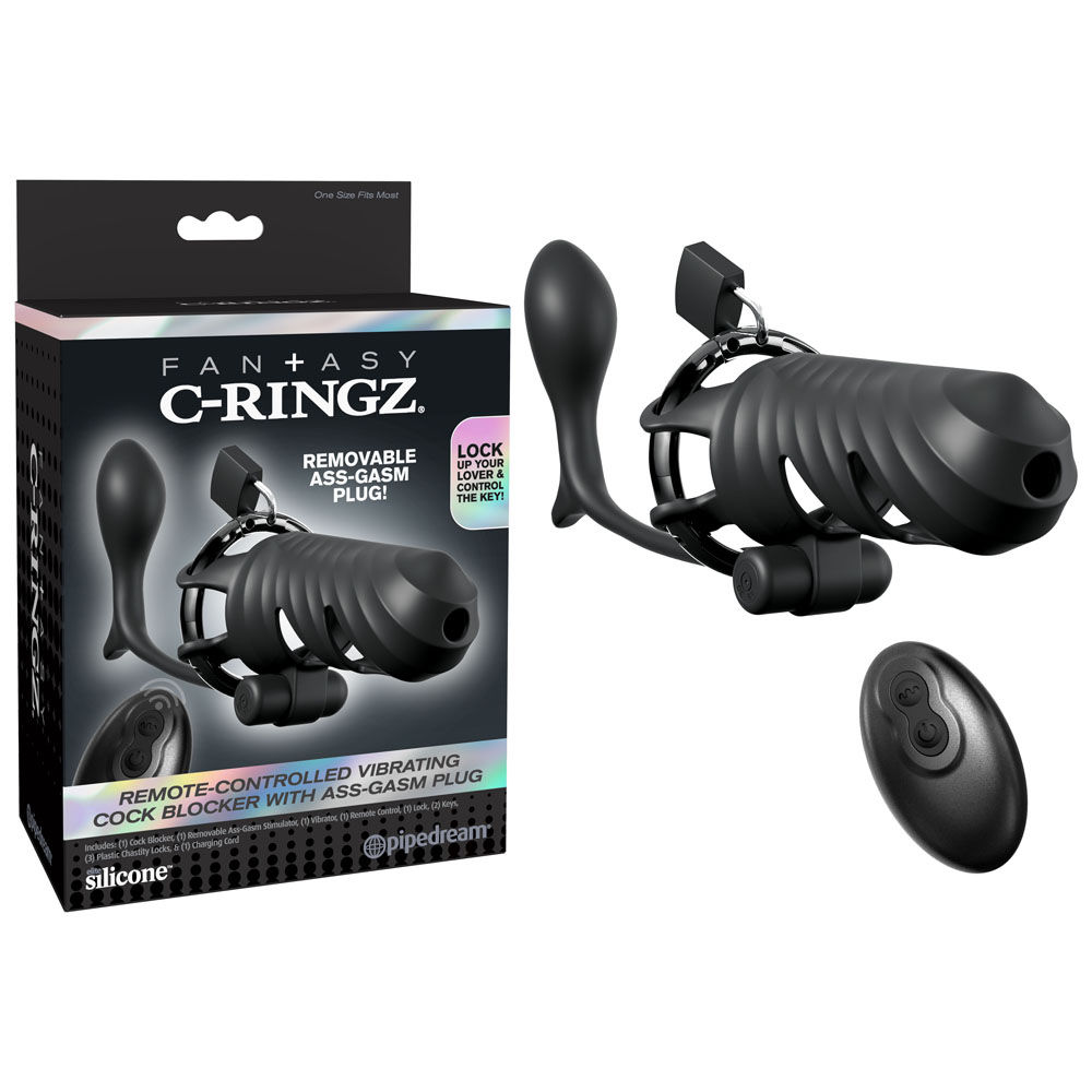Fantasy C-Ringz Remote-Controlled Vibrating Cock Blocker with Ass-Gasm Plug -...
