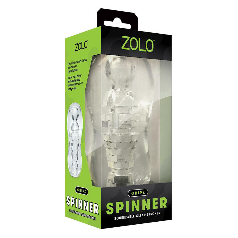 Thumbnail: Zolo Gripz - Spinner - Clear Stroker Sleeve