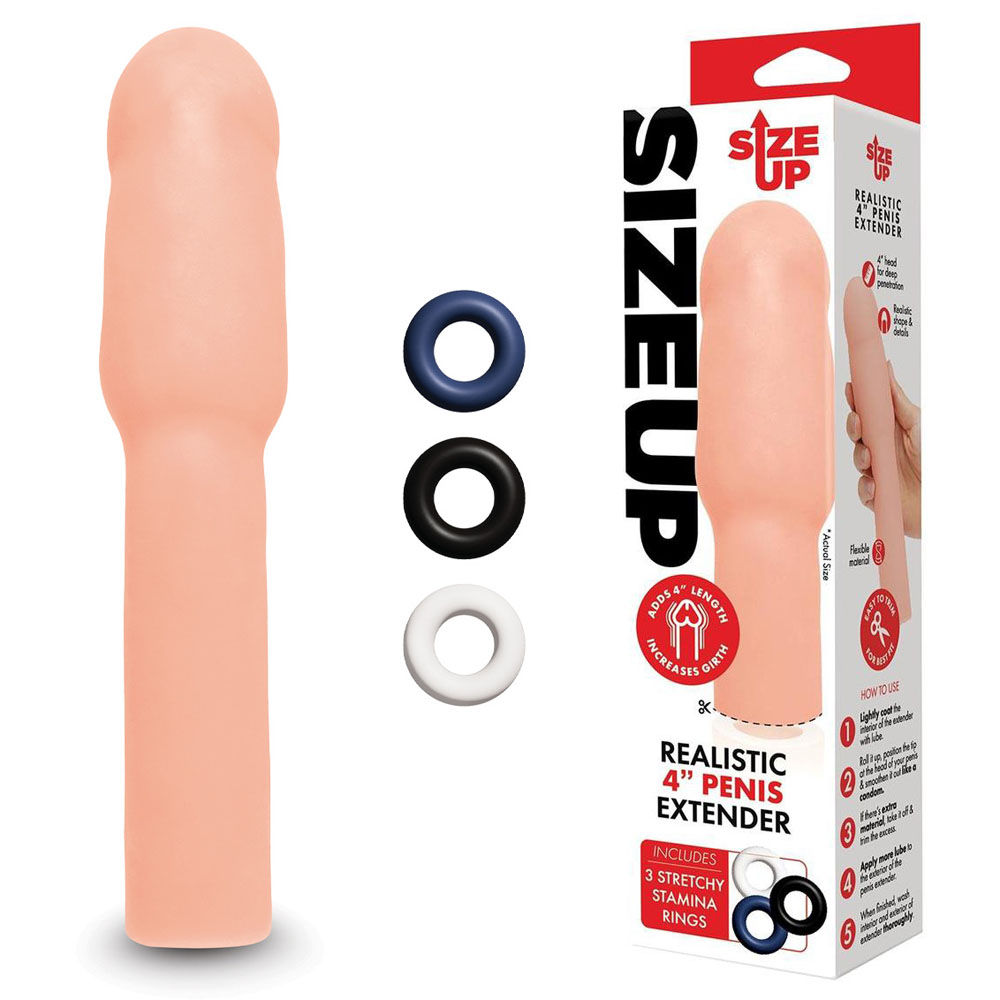 Size Up Realistic 4 Inch Penis Extender - Flesh 10.1 cm (4'') Penis Extension...