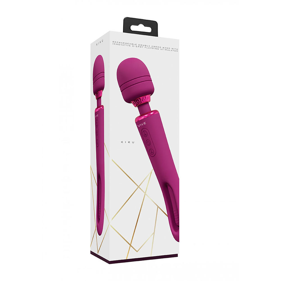 Thumbnail: VIVE Kiku - Pink - Pink 25.2 cm USB Rechargeable Dual End Massage Wand with F...