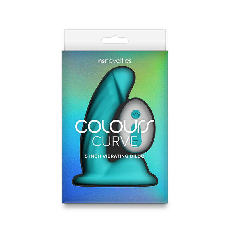 Thumbnail: Colours Curve - Vibrating 5'' Dildo - Teal - Teal 12.6 cm USB Rechargeable Vi...